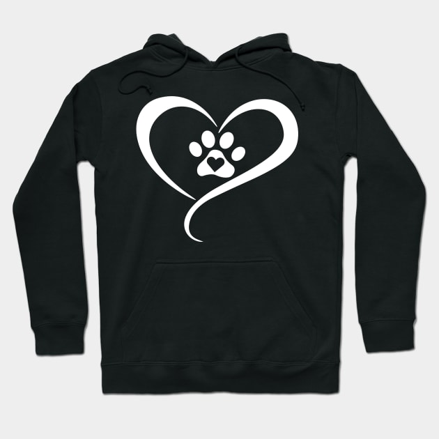 Cute Dog Paw Print Heart Gift For Dog Lover Hoodie by BUBLTEES